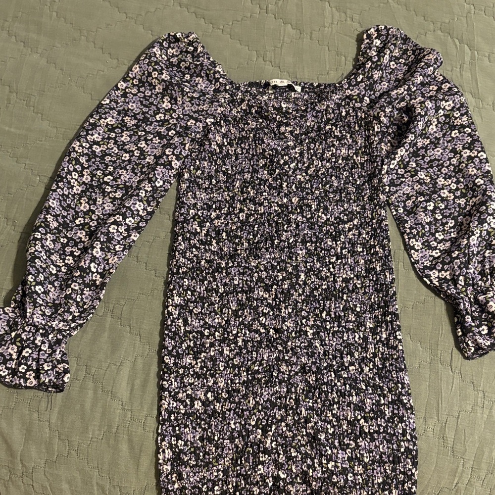 Floral Mini Dress with Long Sleeves